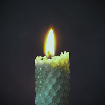 Tide Pool Color | Hand-rolled Beeswax Taper Candles | Honeycomb Texture | Long Burning, 100% Natural Beeswax with Cotton Wick | Set of 2